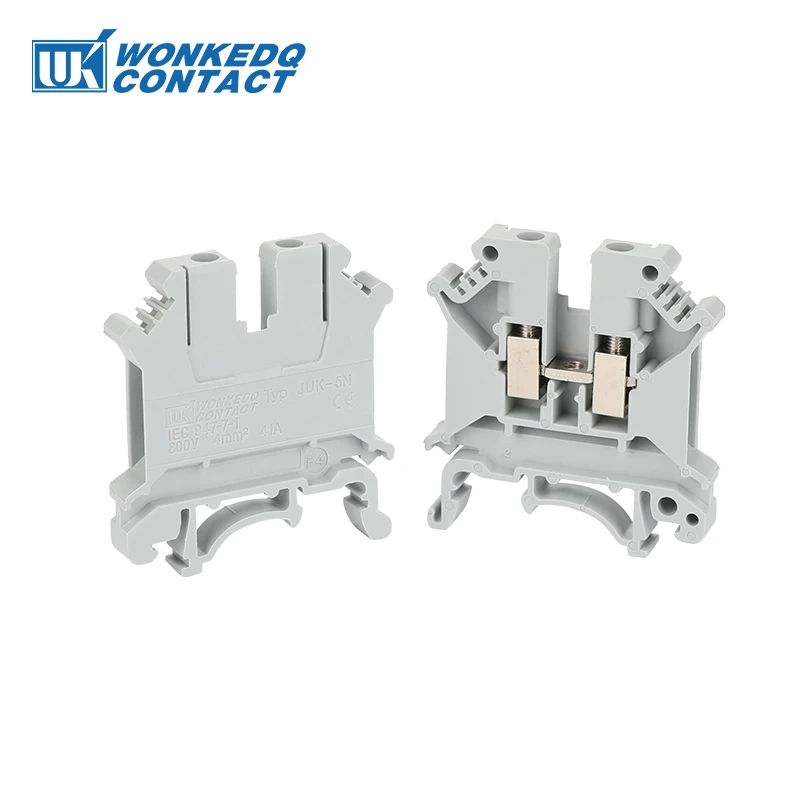 Din Rail Terminal Blocks 10Pcs UK-5N Universal Class Connector Screw Contact Conductors UK5N Panel Mount terminal strips