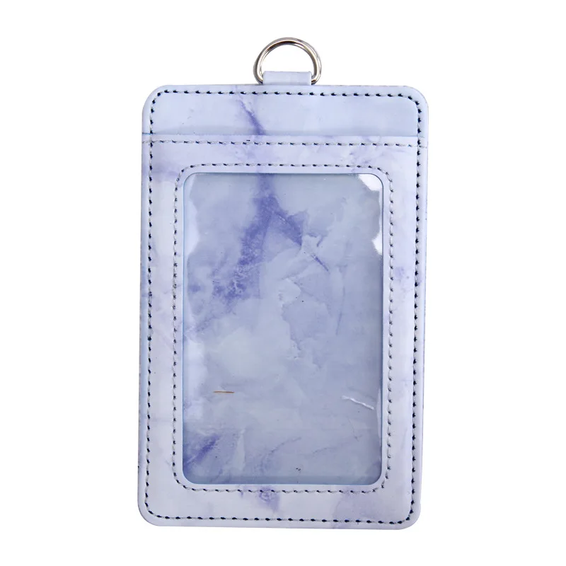 Fashion Leather Badge Holder Business Card Case for Women Marble Style  Designer Luxury ID Card Holders with Retractable Lanyard