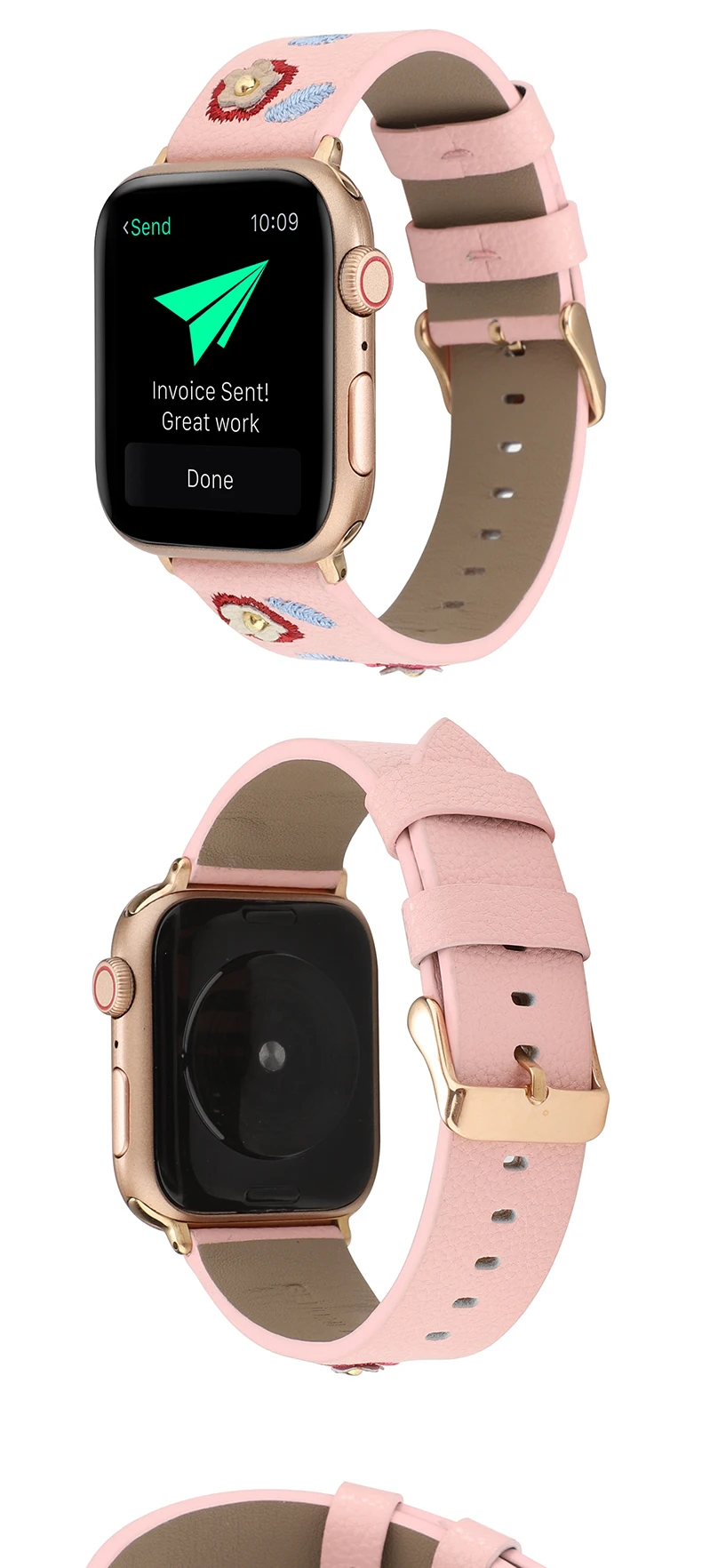 Ремешок pple для ppleWatch 5 4 3 2 1 для iwatch5 с вышивкой модный кожаный ремешок pple для смарт-ремешка 44 мм 42 мм 40 мм 38 мм