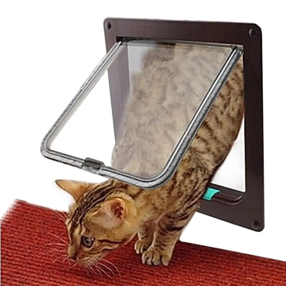ttnight Freedom Pet Door with Flap 4 Way Lockable Dog Cat Security Flap Door Kitten Puppy Pets Plastic Gate