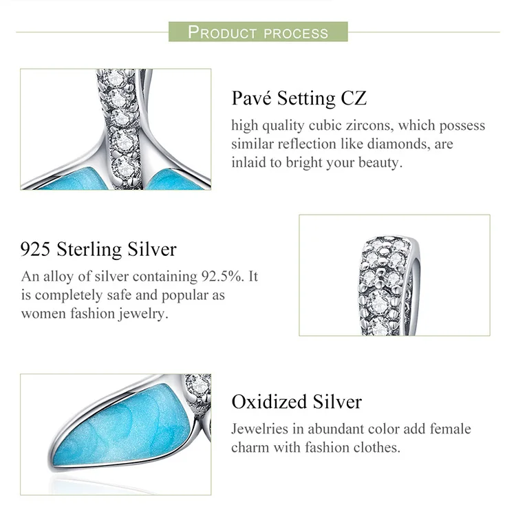 S925 серебро fit Pandora браслет синий Дельфин хвост талисманы 925 белый круглый Циркон рыбий хвост бусины для DIY банльж цепи