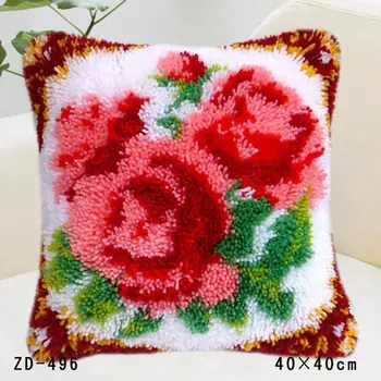 

Latch Hook Rug Kits Flowers Knooppakket Pillowcase Embroidery Tapestry Cushion Kits Hold Canvas Pillow Crochet Hook Pillows Kit
