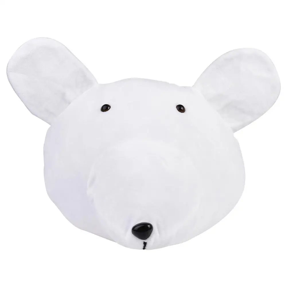 White bear 3D украшение в виде головы животного, Детская плюшевая игрушка, милая мультяшная голова животного, настенное крепление, украшение для детской комнаты - Цвет: White bear