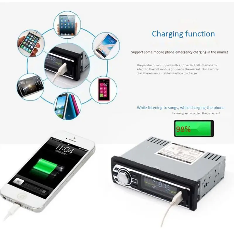 24 в автомобильный стерео fm-радио Mp3 аудио плеер Поддержка Bluetooth телефон с Usb/Sd Mmc порт Автомобильная электроника в тире 1 Din