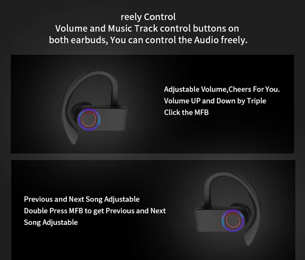 Ушные крючки, Беспроводные спортивные наушники, Bluetooth 5,0, водонепроницаемые наушники, наушники для занятий в тренажерном зале, 30 ч, чехол для зарядки