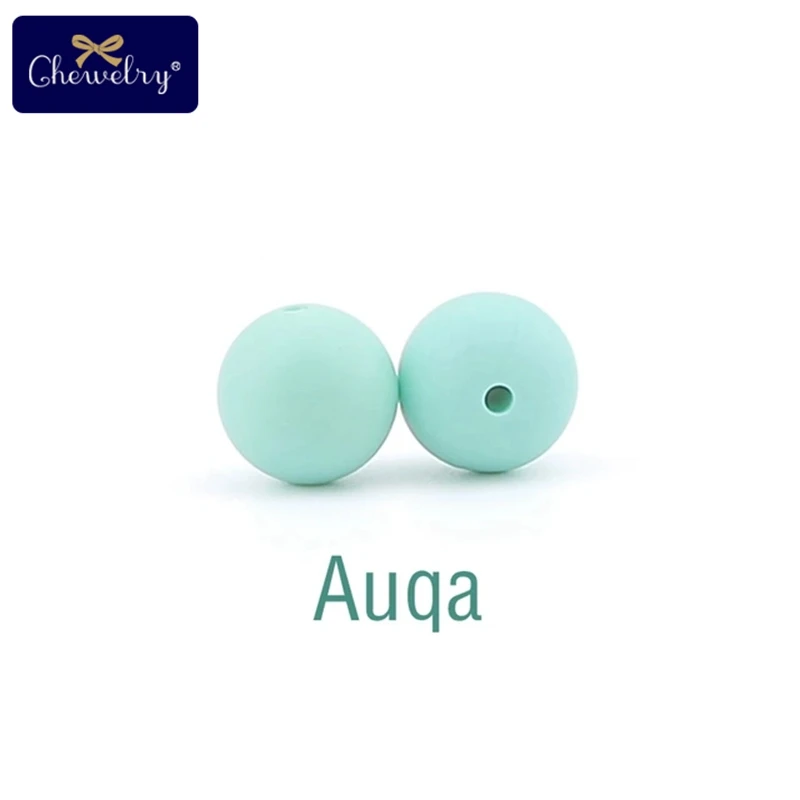Aqua 100 шт 15 мм Детские Силиконовые Бусины пищевого качества Прорезыватель DIY аксессуары для кормления ювелирные изделия ожерелье браслет цепочка для соски для детей Prod - Цвет: Aqua