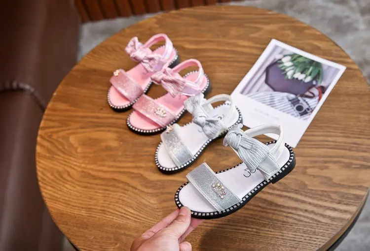 Kids Sandals Girls Shoes New Summer Bowknot Fashion Princess Girls Sandals Children Diamond Sandals For Girls Sneakers