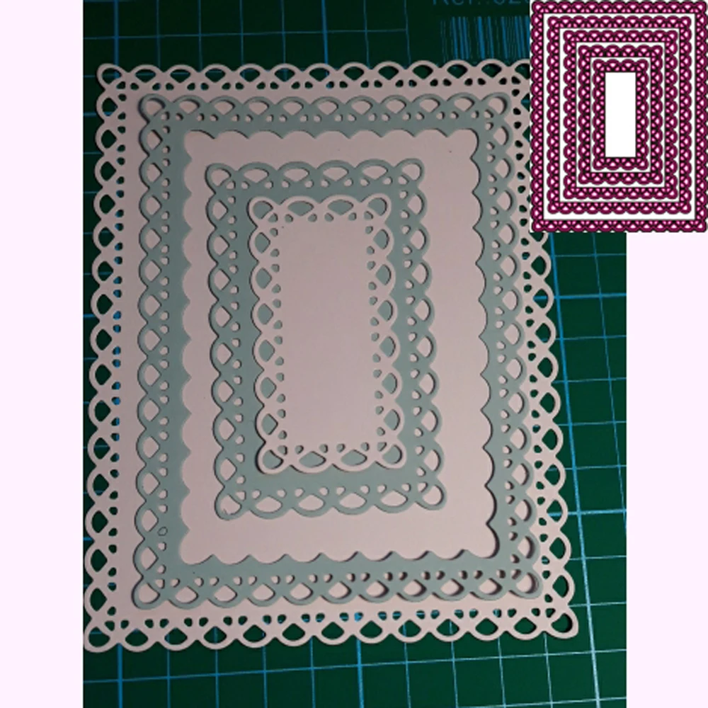 Best Offers 5 uds cordones Marco rectangular de Metal de corte muere por Scrapbooking DIY tarjeta para álbum de fotos haciendo decorativo plantilla nuevo BEpOQereY