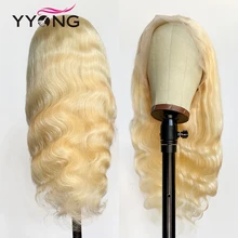 Yyong-pelucas de malla con división Rubio 613, cabello Remy Rubio brasileño, parte de onda de encaje, pelucas de cabello humano Natural, línea de cabello con cabello de bebé 120%