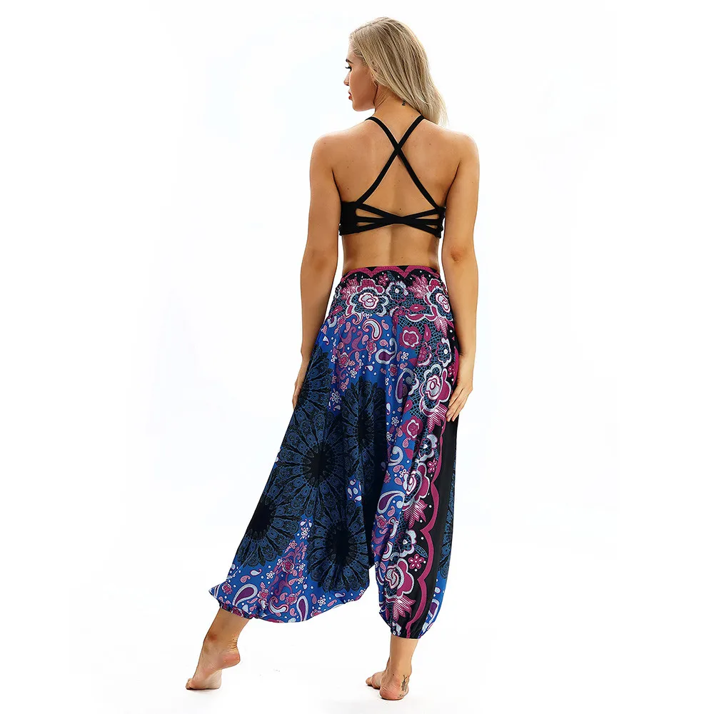 Leggings Sport Women Fitness Casual Summer Loose Yoga Trousers Baggy Boho Aladdin Jumpsuit Harem Pants Elastic Waist Yoga Pants