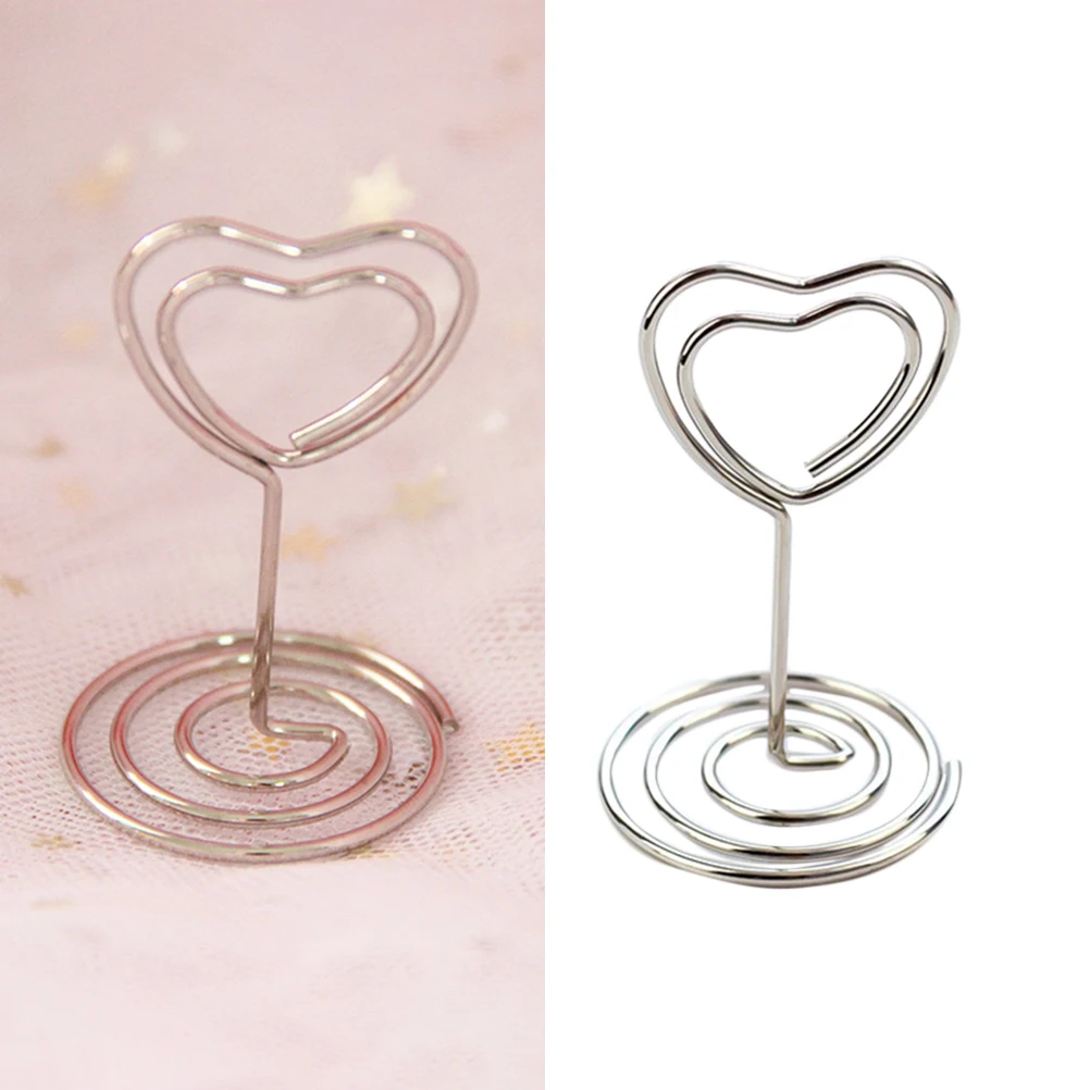 20 Pcs Memo Clips Fashion Love Heart Shaped Message Clips Business Card Holders Photo Clips for Office Wedding Home