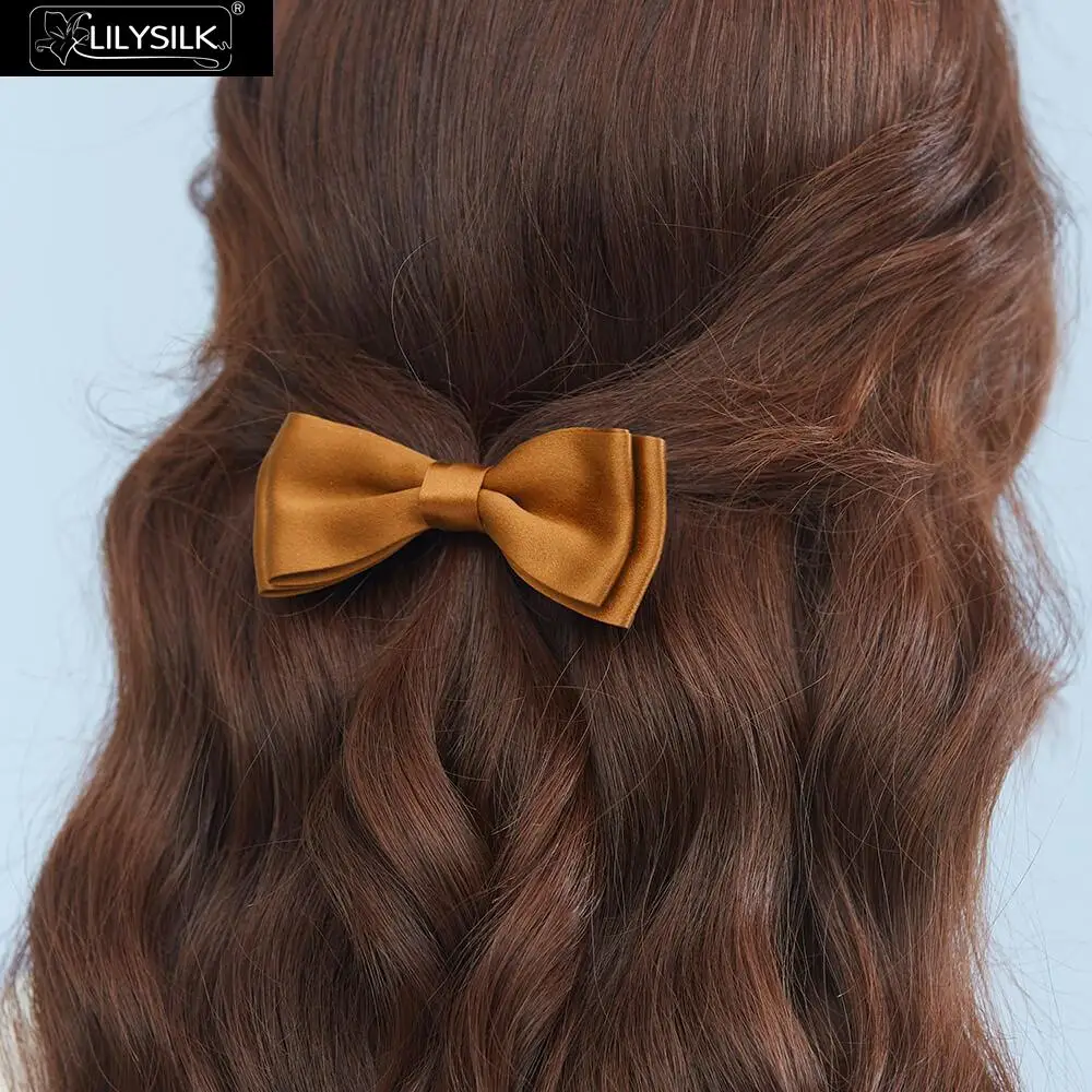 LilySilk лук шелковые заколки для волос Простые Женские Новые - Цвет: Caramel