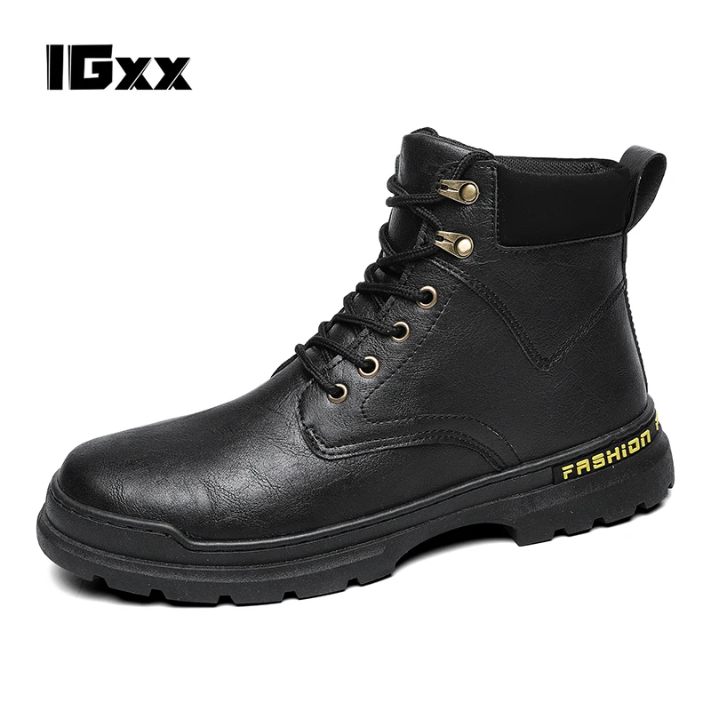 

IGxx winter High Quality Men Martin Boots Martens Botas Mujer Casual Ankle martin Yuppie Boots Unisex Leather Chelsea coolboy