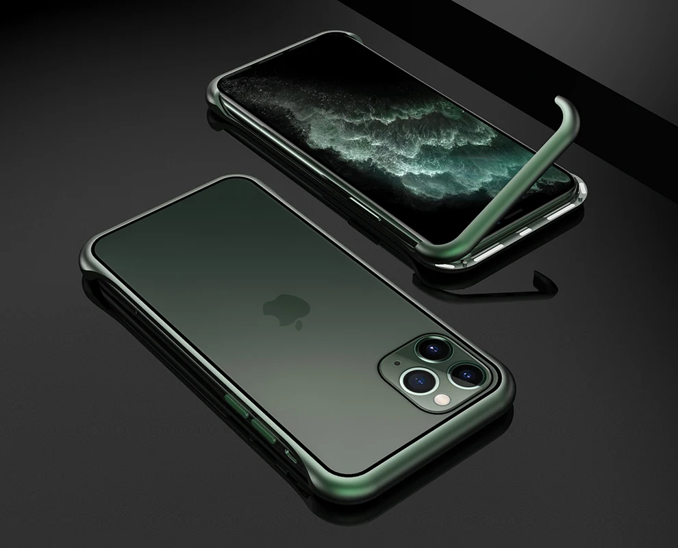 Ультра тонкий противоударный чехол для телефона для Apple iPhone 11/Pro/Max Роскошный Алюминиевый металлический и устойчивый к царапинам 9H чехол из закаленного стекла