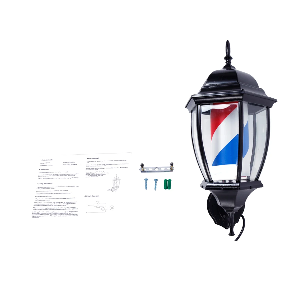 20 дюймов бар ber магазин полюс вращающийся светильник ing красный белый синий