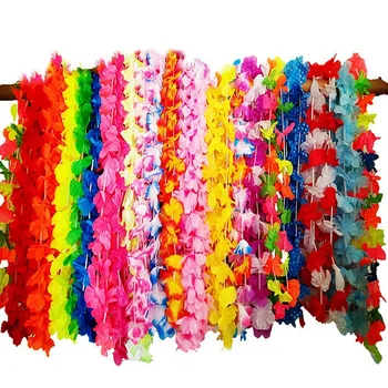 

Hawaiian Party Decorations, Tropical Hawaii Ruffle Flower Wreaths Necklaces Hair Clip for Holiday, Wedding, Beach Party, Birthda