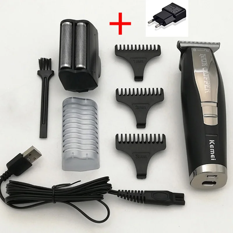 Kemei 2 In 1 Hair Beard Trimmer Electric Shaver for Men 0mm Baldheaded Hair Clipper Reciprocating Razor Finish Shaving Machine