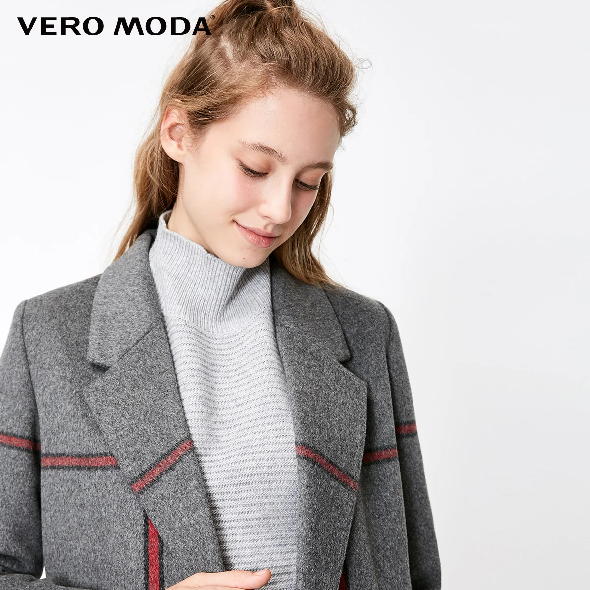 Vero Moda женское Новое 61% шерстяное цветное клетчатое шерстяное пальто на пуговицах | 318327513