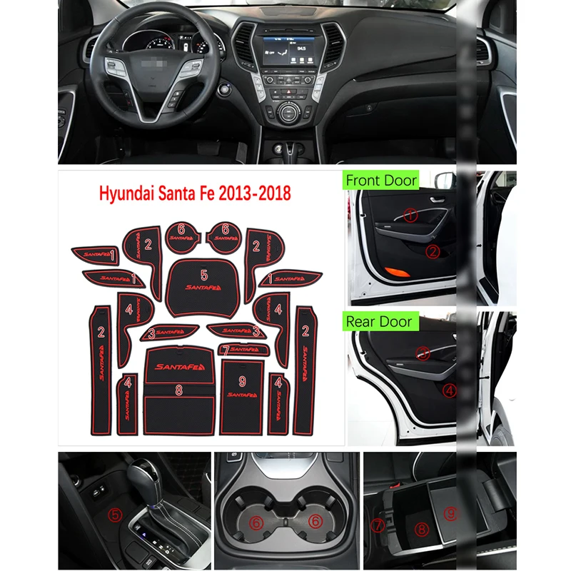 Противоскользящий резиновый коврик для автомобильных дверей для hyundai Santa Fe DM Maxcruz Grand SantaFe ix45 2013~ автомобильный коврик аксессуары