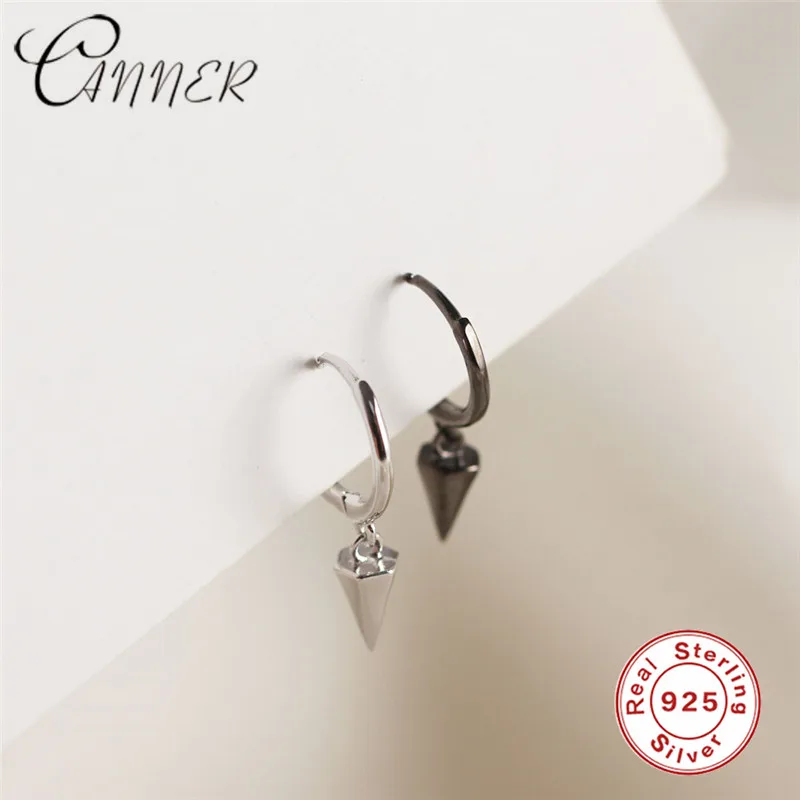 Маленькие серьги-гвоздики CANNER женские популярные персональные шестиугольные конические Серьги, ювелирные изделия серьги из стерлингового серебра 925 пробы