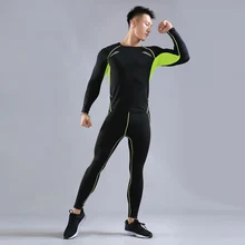 Высокое качество-сушка Компрессионные Мужские спортивные костюмы комплекты одежды для бега спортсмены Спорт фитнесс тренировка бег
