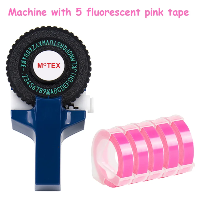 Синий цвет MoTex E101 принтер мини DIY Ручная Совместимость для dymo 3D тиснение ручная лента ручная машинка надпись машина - Цвет: machine with 5 tape