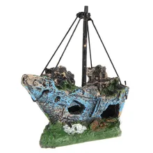 Мини-аквариум затонувшая лодка украшение для аквариума затонувшая парусная лодка украшение в виде лодки укрытие пещера для рыбы креветки скрытие acuariio Декор