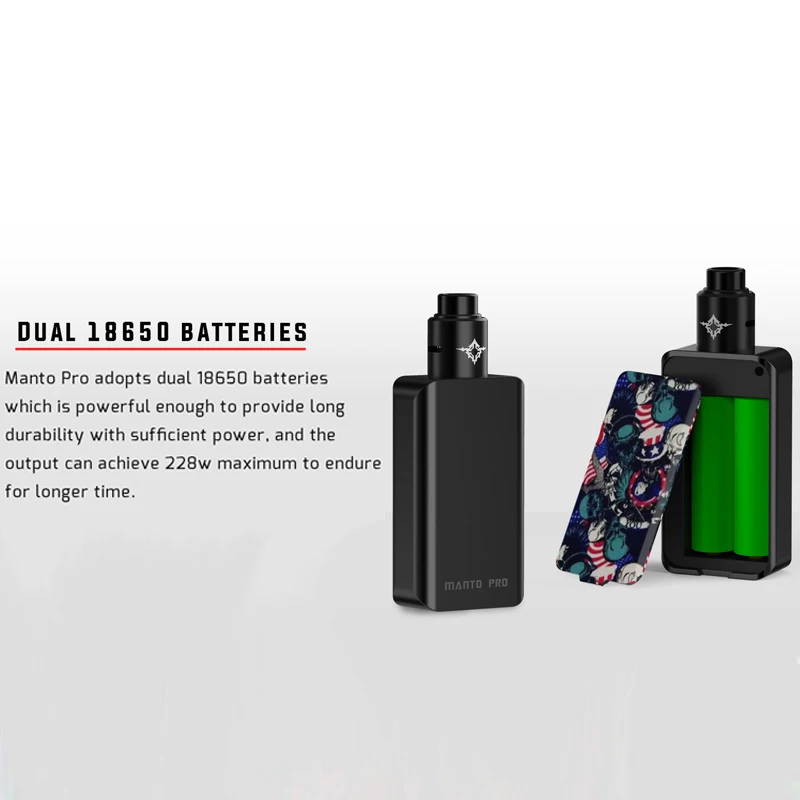 Набор Vape Rincoe Manto pro 228 Вт RDA набор питание от двух аккумуляторов 18650 с 510 позолоченной резьбой электронный набор cigarrete