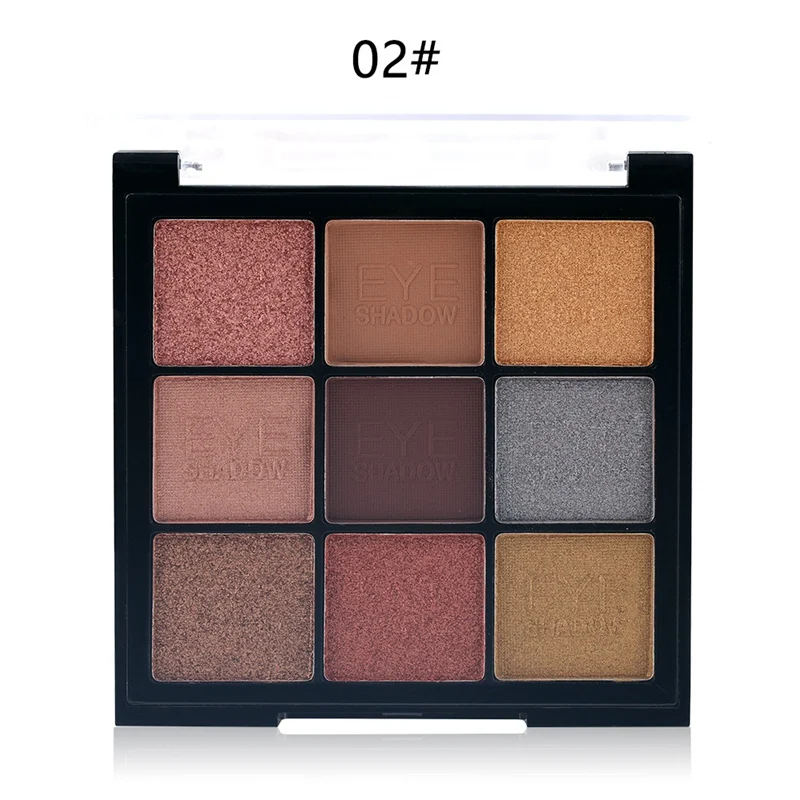 MISS ROSE 9 Colors Nude Eye Shadow Palette Matte Glitter Eyes Beauty Makeup Shimmer Palette Cosmetic Bling Bling Eyeshadow - Цвет: 02