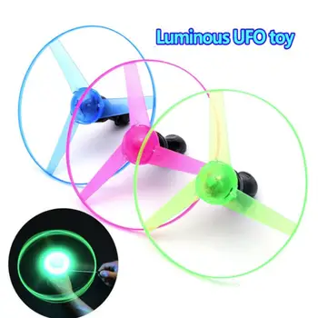 

Plastic Beautiful Funny UFO LED Light Spinning Flyer Luminous Flying Stay Wire Fans Outdoor Handle Flash DIY New Year Gift