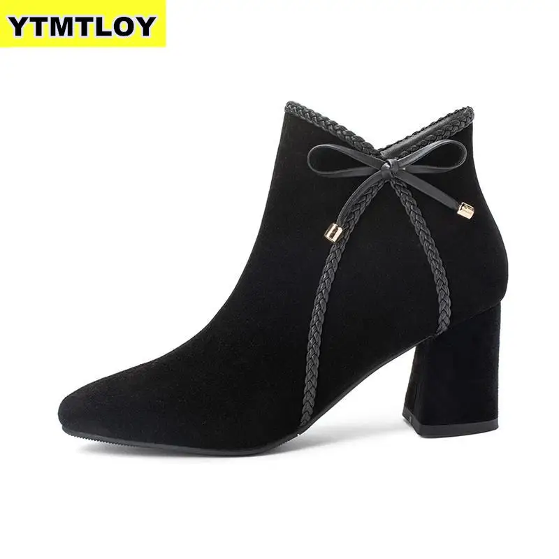 

Classical New Side Zip Ankle Women Boots Street Outdoor Style Girl 6.5cm High Heel Boots Fashion Women Shoes Fringe Boots