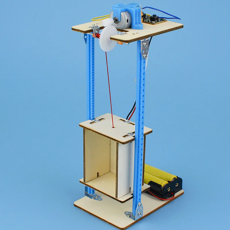 DIY Assemble Electric Lift Kids Montessori Educational Wooden Toys for Chilren Science Learning Material Model Kits Student Gift