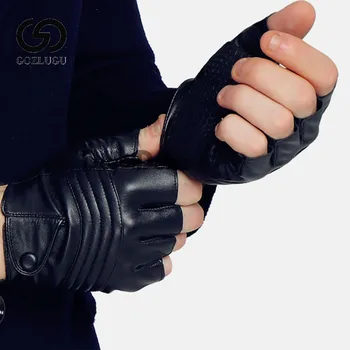 

Fahion 1Pair Half Finger Driving Women Fashion Gloves Pu Leather Fingerless Gloves Black Womens Hand Mittens Luvas R004