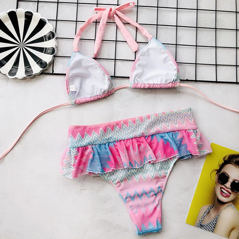 Rivertrip Striped Bikini Sexy Ruffle Swimwear Women Halter Swimsuit High Waist Bathing Suit Women Push Up Brazilian Bikini 2020 Rivertrip Striped Bikini Sexy Ruffle Swimwear Women Halter Swimsuit High Waist Bathing Suit Women Push Up Brazilian Bikini 2020