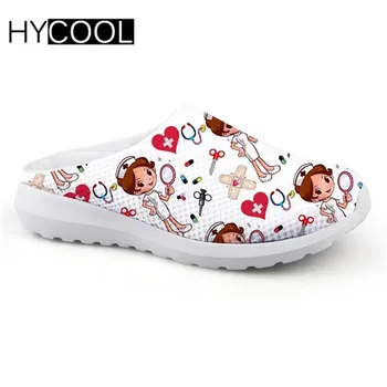 

Hycool Women Beach Home Slippers Fashion Nurse Shoes Medical Doctor Sandals Female Summer Mesh Flats Sandalias Mujer Girl 2020
