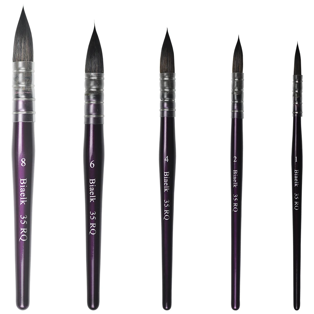 5 шт./лот 35RQ высокое качество белка смесь волос деревянной ручкой акварель