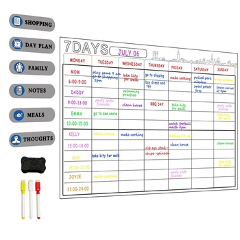 

Kids Magnetic Dry Erase Planner Board for Refrigerator A3 Magnetic Whiteboard Family Organize To Do List Toy Gifts White