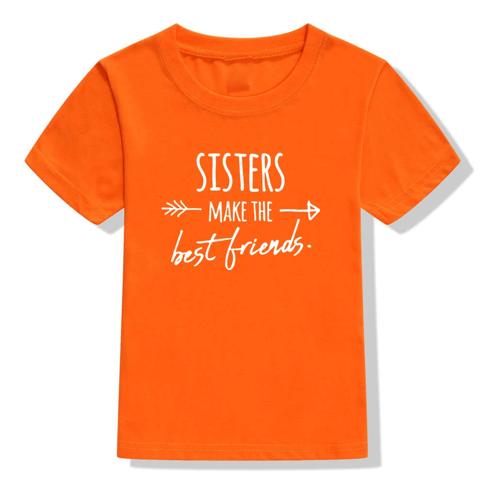Детская футболка с надписью «Sister Make The Best Friends» футболка для девочек повседневная детская футболка с надписью «Best Friends» Для малышей Прямая поставка