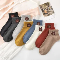 Spring And Summer New Style College Style Stripes WOMEN'S Short Socks Two-Branched Fish Bone Pattern Women’s Boat Socks Pur