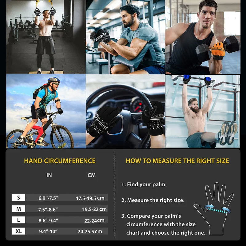 New Extra Grip Workout Gloves Full Finger Palm Protection for Weightlifting Cycling Gym Fitness Sports