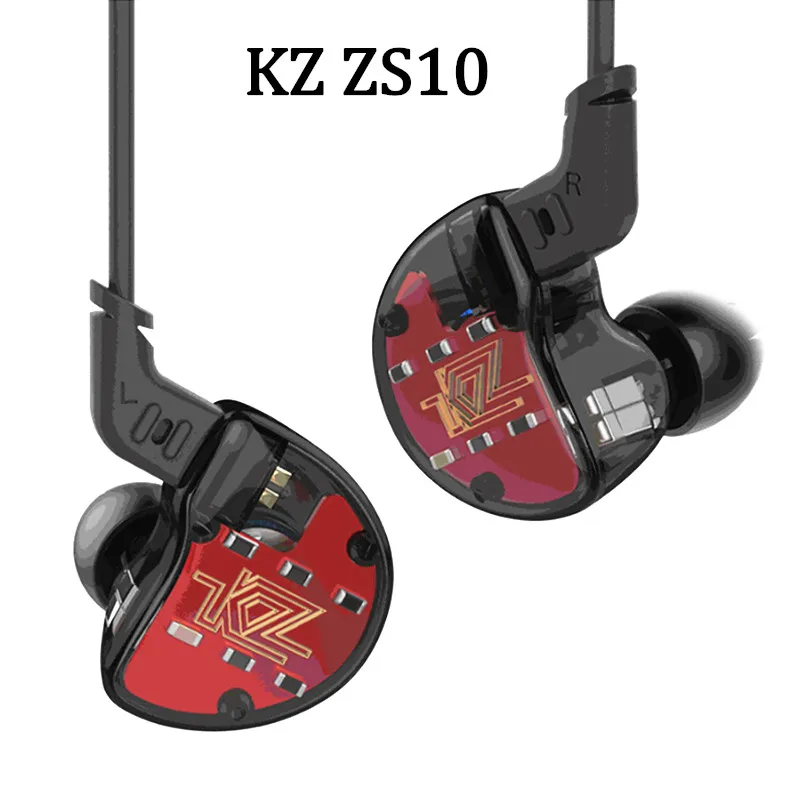 KZ ZS10 наушники 4BA+ 1 DD гибридные наушники HIFI бас гарнитура монитор DJ наушники KZ ZS6 AS10 ZST ES4 ED16 BA10