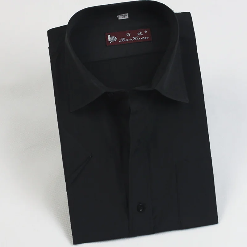 Men Short Sleeve Shirt 2019 New Spring Autumn Fashion V Neck Solid Buttons Casual Breatnable Business 4