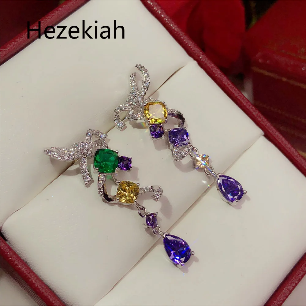 Hezekiah S925 серебряные серьги,, модные женские серьги для танцев, вечерние женские серьги высшего качества
