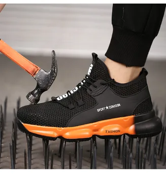 

Summer Shoes Men's Anti-smashing Anti-stab Penetrating Air Flying Woven Safety Shoes Wear-resistant Non-slip Work Shoes Men