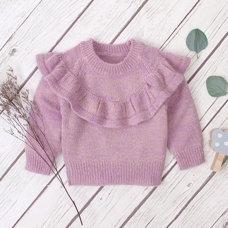 INS/популярные свитера для девочек; вязаный свитер с оборками; сезон осень-зима; Детский свитер в стиле ретро; детская одежда; джемпер в Корейском стиле