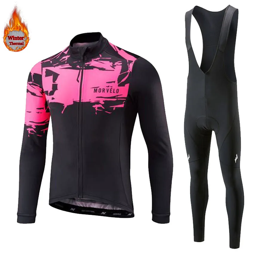 morvelo Зима с длинным рукавом велосипед тепловой флис Ropa Roupa De Ciclismo Invierno для мужчин Mtb велосипедная одежда комплект - Цвет: 4