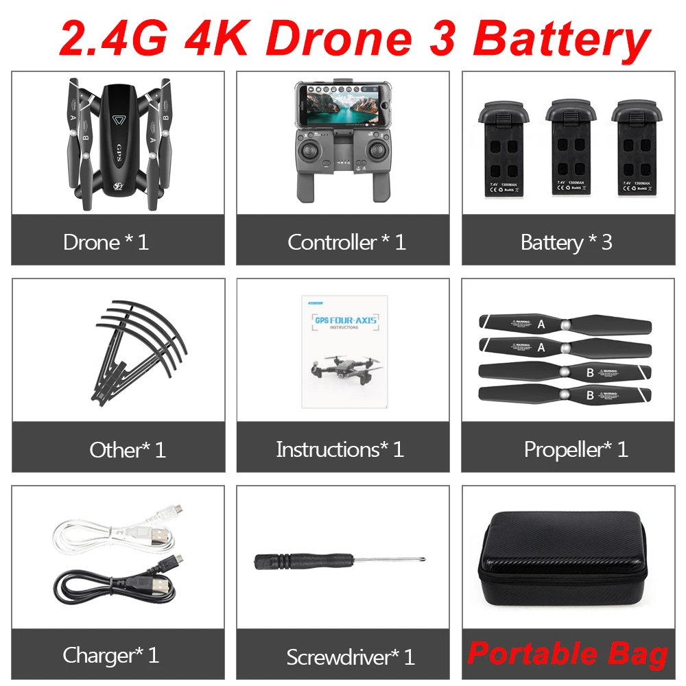 S167 Pro gps Радиоуправляемый Дрон с камерой 4K HD 5G wifi FPV Дрон точка пути Летающий жесты фото бесщеточный складной Квадрокоптер мини Дрон - Цвет: 2.4G-4K-3B-Bag