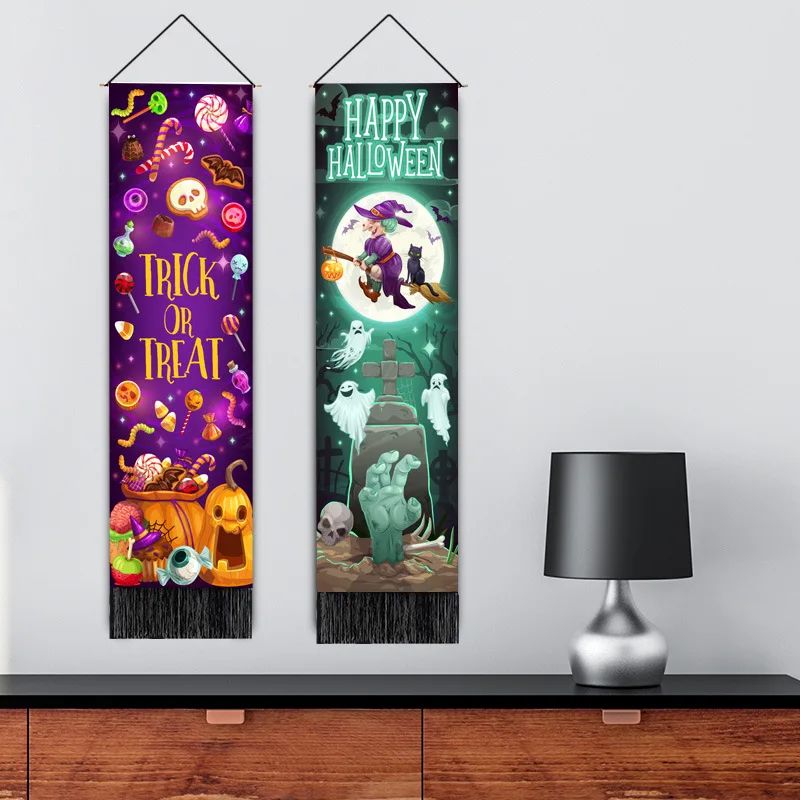 

Happy Halloween Decoration Pumpkin Tapestry Wall Hanging Decor Festival Decorative Hanging Flags Hippie Wall Macrame Tapestries