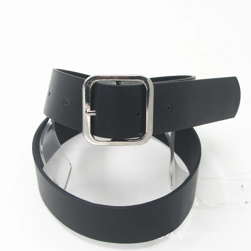 Женский ремень из ПУ кожи модный серебристый с квадратной пряжкой повседневная