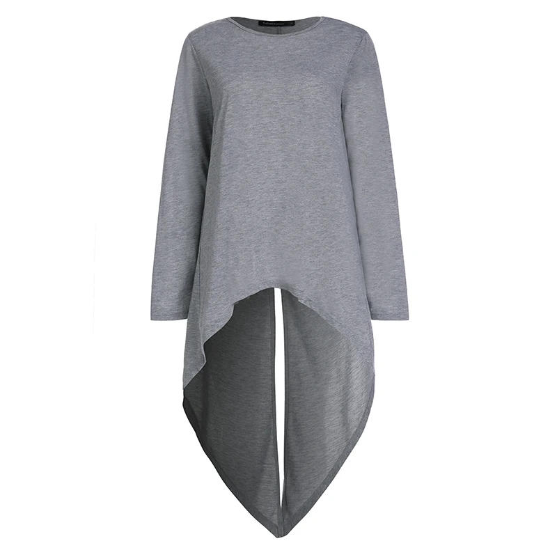 Celmia 2019 Women Vintage Long Sleeve Blouse Ladies Back Split Tunic Tops Casual Loose O-Neck Shirt Plus Size Irregular Vestidos